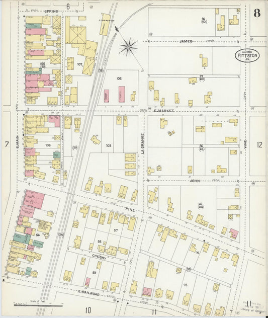 Sanborn Fire Insurance Map from Pittston, Luzerne County, Pennsylvania (1903), Sheet #0008 - Historic Sanborn Fire Insurance Map Print, vintage old map wall art, antique decor, genealogy gift, Pennsylvania Pennsylvania map