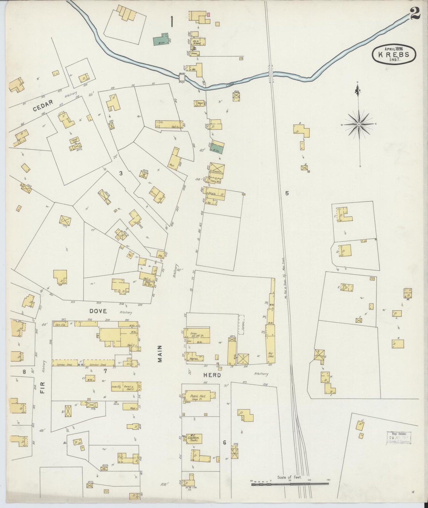 Sanborn Fire Insurance Map from Krebs, Pittsburg County, Oklahoma (1896), Sheet #0002 - Complete Map Set gallery image, historic Sanborn map, vintage wall art, Oklahoma Oklahoma