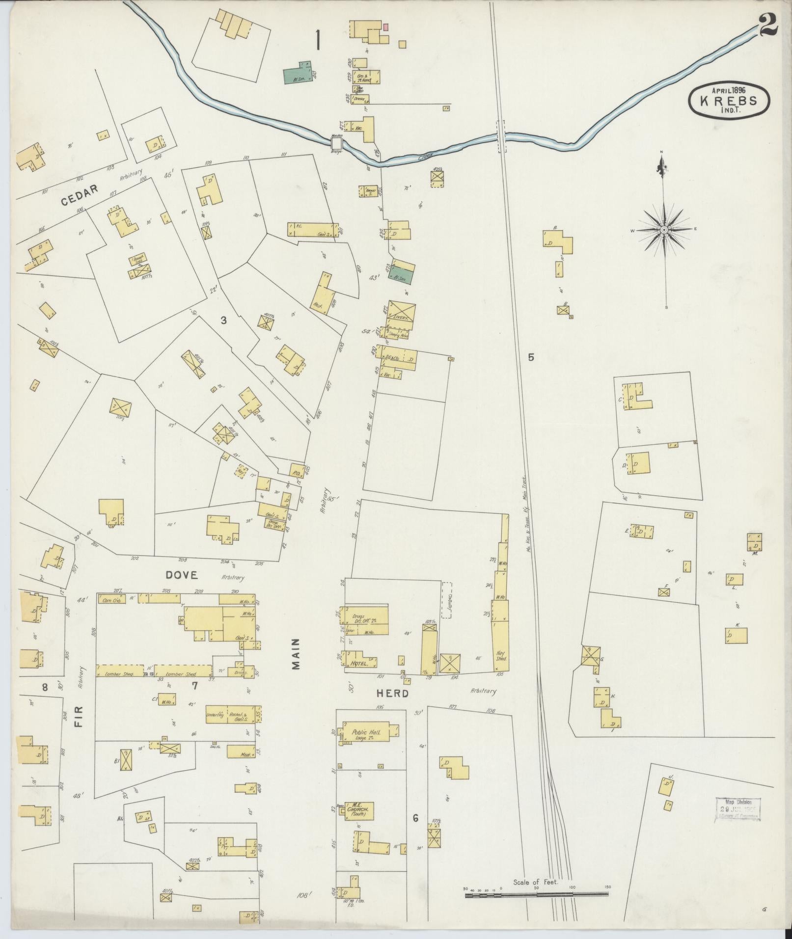 Sanborn Fire Insurance Map from Krebs, Pittsburg County, Oklahoma (1896), Sheet #0002 - Complete Map Set gallery image, historic Sanborn map, vintage wall art, Oklahoma Oklahoma
