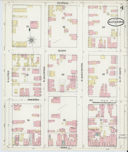 Sanborn Fire Insurance Map from Alexandria, Independent Cities, Virginia (1891), Sheet #0004 - Complete Map Set gallery image, historic Sanborn map, vintage wall art, Virginia Virginia