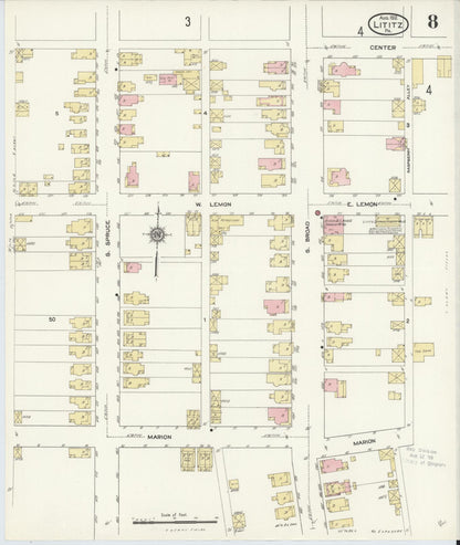 Sanborn Fire Insurance Map from Lititz, Lancaster County, Pennsylvania (1912), Sheet #0008 - Complete Map Set gallery image, historic Sanborn map, vintage wall art, Pennsylvania Pennsylvania