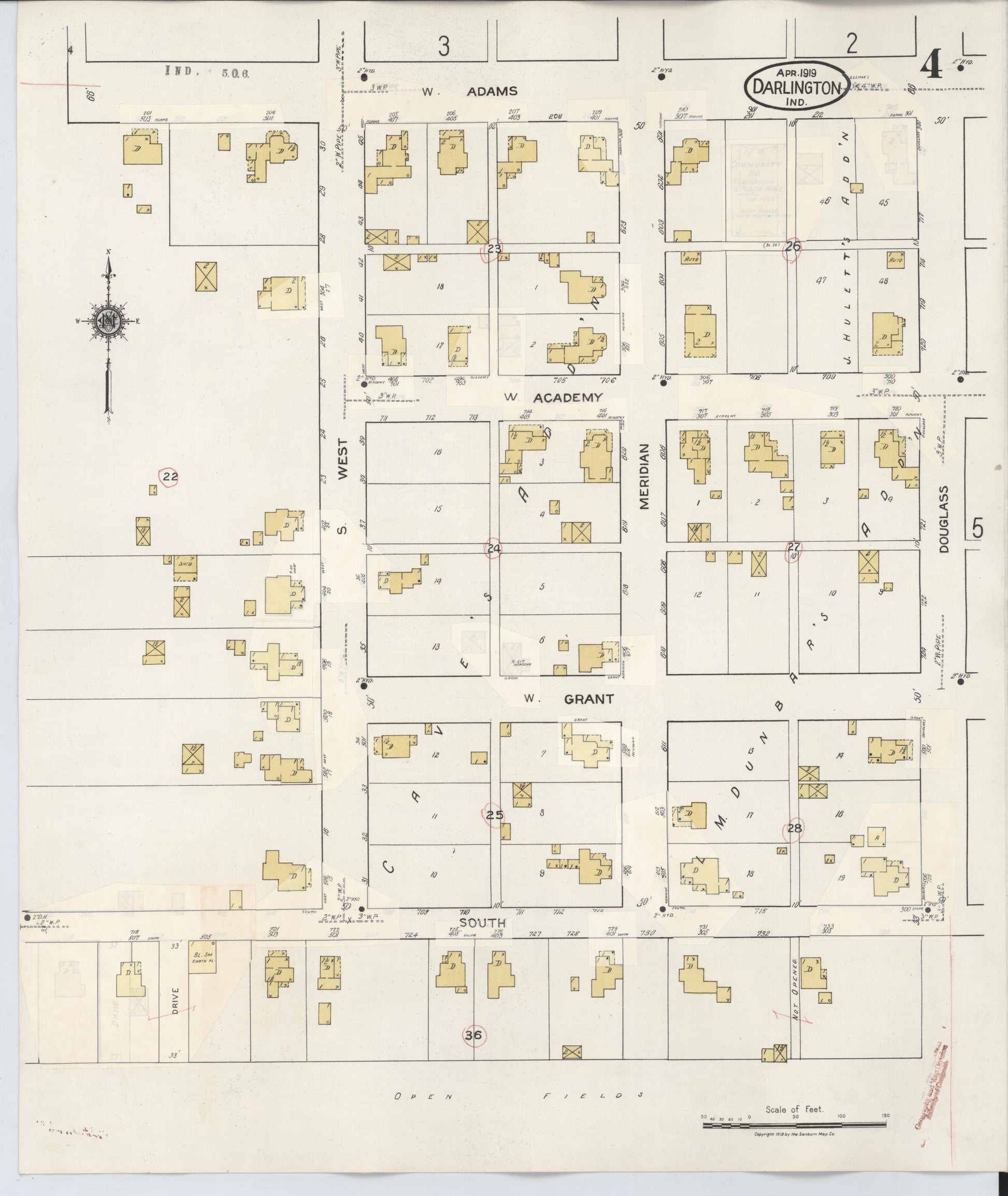 Sanborn Fire Insurance Map from Darlington, Montgomery County, Indiana (1942), Sheet #0004 - Complete Map Set gallery image, historic Sanborn map, vintage wall art, Indiana Indiana