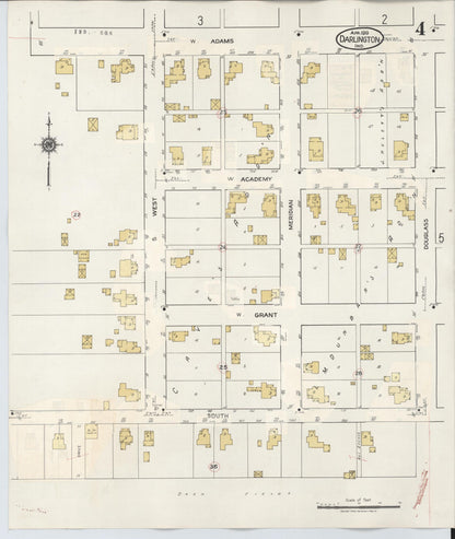 Sanborn Fire Insurance Map from Darlington, Montgomery County, Indiana (1942), Sheet #0004 - Complete Map Set gallery image, historic Sanborn map, vintage wall art, Indiana Indiana