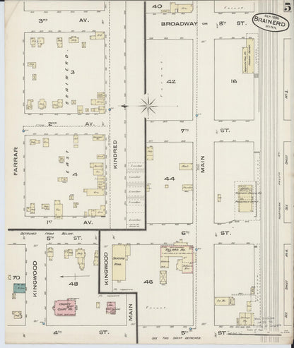 Sanborn Fire Insurance Map from Brainerd, Crow Wing County, Minnesota (1885), Sheet #0005 - Complete Map Set gallery image, historic Sanborn map, vintage wall art, Minnesota Minnesota