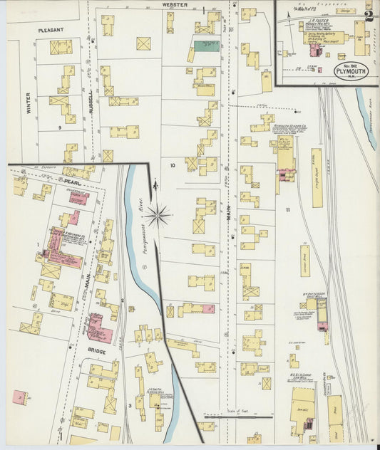 Sanborn Fire Insurance Map from Plymouth, Grafton County, New Hampshire (1902), Sheet #0002 - Historic Sanborn Fire Insurance Map Print, vintage old map wall art, antique decor, genealogy gift, New Hampshire New Hampshire map
