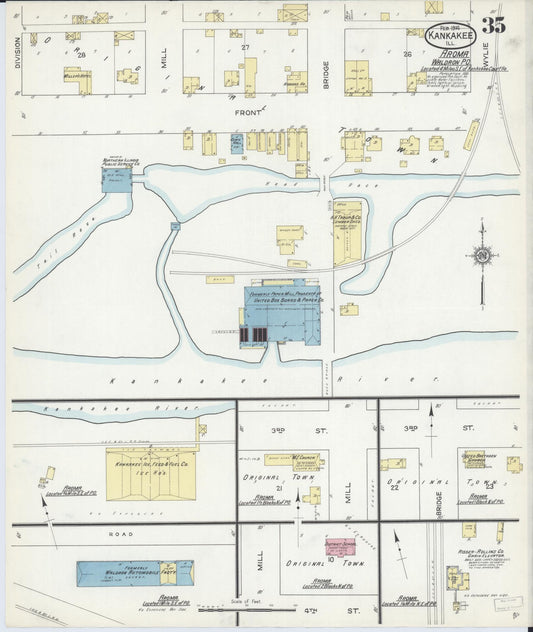 Sanborn Fire Insurance Map from Kankakee, Kankakee County, Illinois (1914), Sheet #0035 - Historic Sanborn Fire Insurance Map Print, vintage old map wall art, antique decor, genealogy gift, Illinois Illinois map