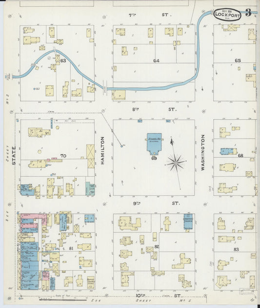 Sanborn Fire Insurance Map from Lockport, Will County, Illinois (1891), Sheet #0003 - Historic Sanborn Fire Insurance Map Print, vintage old map wall art, antique decor, genealogy gift, Illinois Illinois map