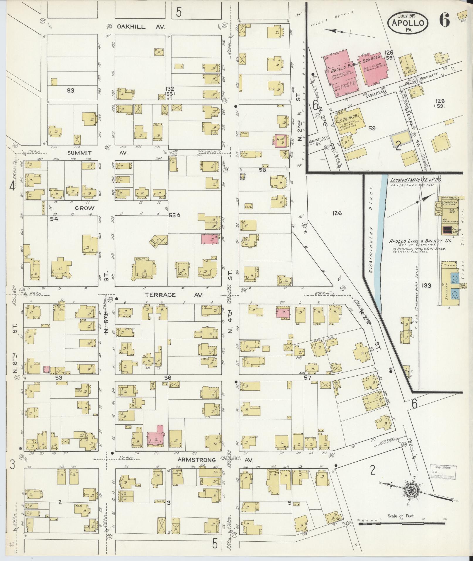 Sanborn Fire Insurance Map from Apollo, Armstrong County, Pennsylvania (1915), Sheet #0006 - Historic Sanborn Fire Insurance Map Print, vintage old map wall art, antique decor, genealogy gift, Pennsylvania Pennsylvania map