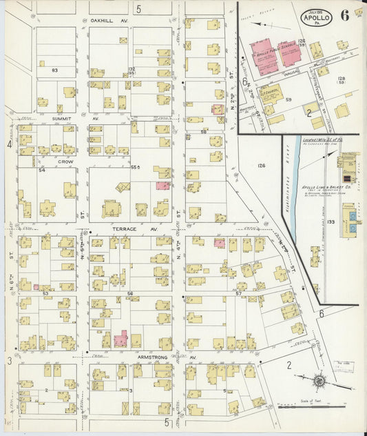 Sanborn Fire Insurance Map from Apollo, Armstrong County, Pennsylvania (1915), Sheet #0006 - Historic Sanborn Fire Insurance Map Print, vintage old map wall art, antique decor, genealogy gift, Pennsylvania Pennsylvania map