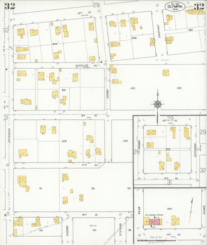 Sanborn Fire Insurance Map from Olympia, Thurston County, Washington (1924), Sheet #0032 - Complete Map Set gallery image, historic Sanborn map, vintage wall art, Washington Washington