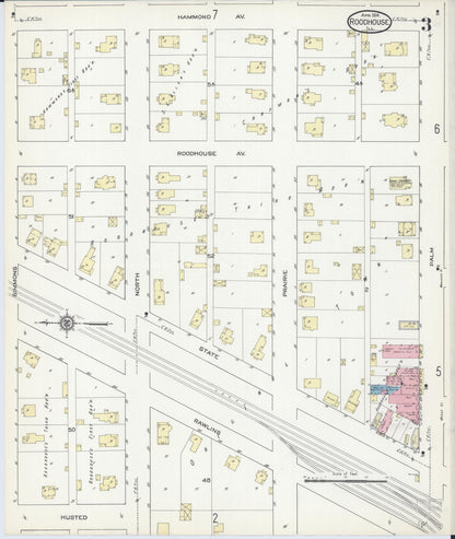 Sanborn Fire Insurance Map from Roodhouse, Greene County, Illinois (1914), Sheet #0003 - Historic Sanborn Fire Insurance Map Print, vintage old map wall art, antique decor, genealogy gift, Illinois Illinois map