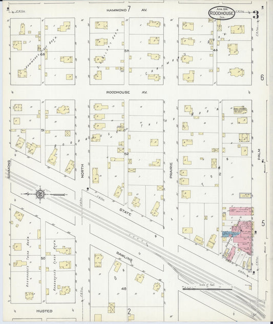 Sanborn Fire Insurance Map from Roodhouse, Greene County, Illinois (1914), Sheet #0003 - Historic Sanborn Fire Insurance Map Print, vintage old map wall art, antique decor, genealogy gift, Illinois Illinois map