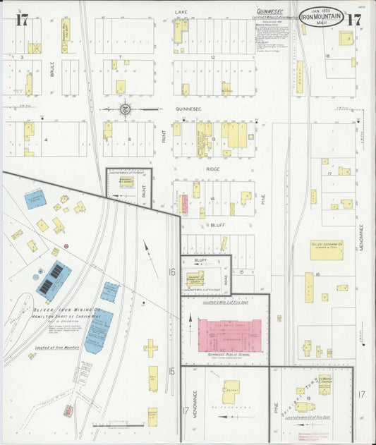 Sanborn Fire Insurance Map from Iron Mountain, Dickinson County, Michigan (1930), Sheet #0017 - Historic Sanborn Fire Insurance Map Print, vintage old map wall art, antique decor, genealogy gift, Michigan Michigan map