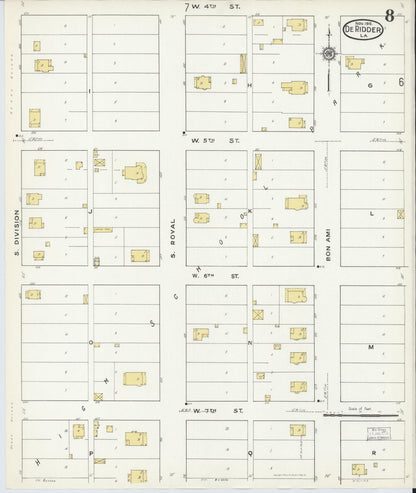 Sanborn Fire Insurance Map from De Ridder, Beauregard Parish, Louisiana (1916), Sheet #0008 - Complete Map Set gallery image, historic Sanborn map, vintage wall art, Louisiana Louisiana