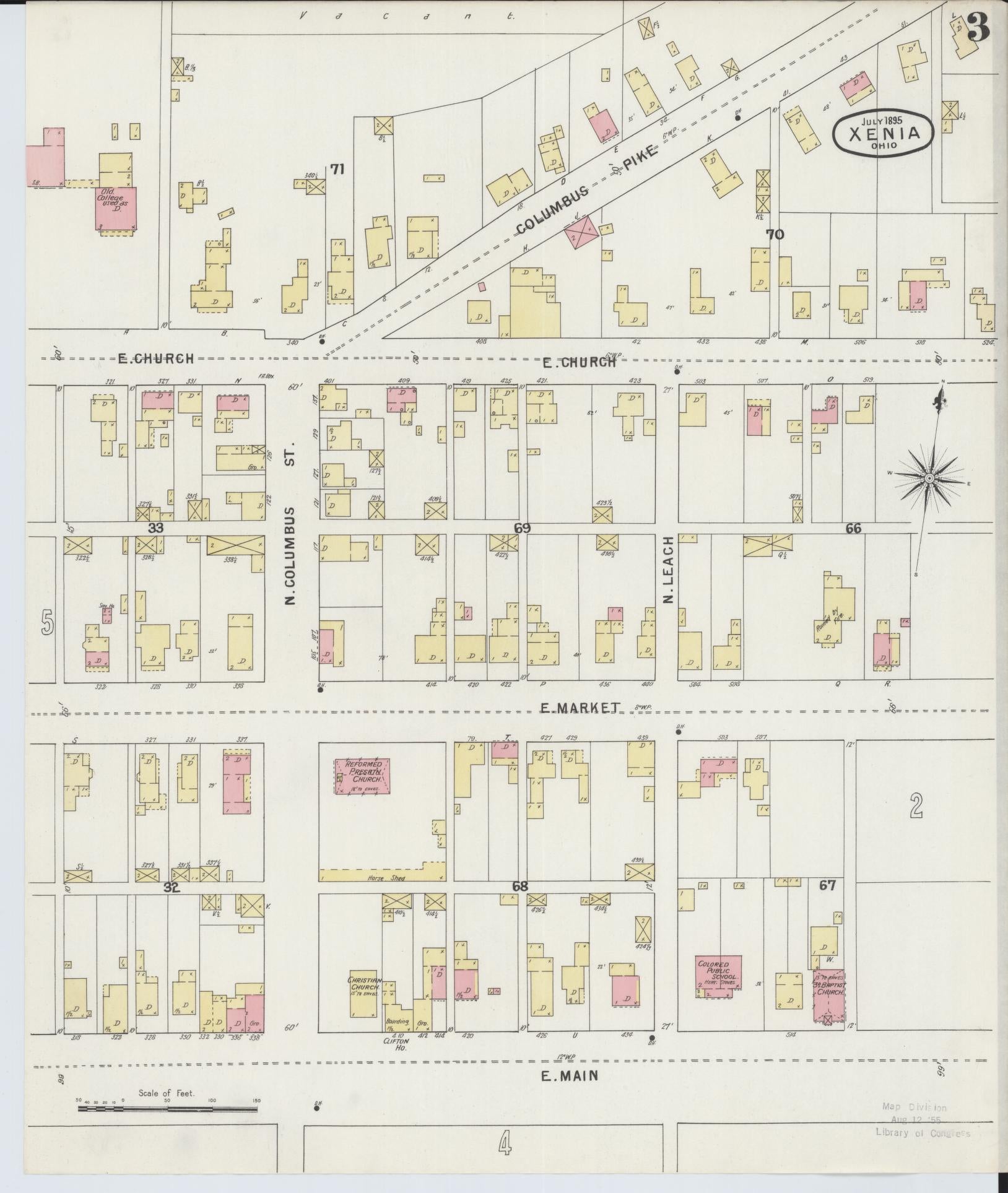 Sanborn Fire Insurance Map from Xenia, Greene County, Ohio (1895), Sheet #0003 - Historic Sanborn Fire Insurance Map Print, vintage old map wall art, antique decor, genealogy gift, Ohio Ohio map