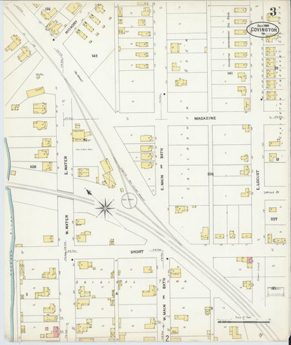 Sanborn Fire Insurance Map from Covington, Independent Cities, Virginia (1907), Sheet #0003 - Complete Map Set gallery image, historic Sanborn map, vintage wall art, Virginia Virginia