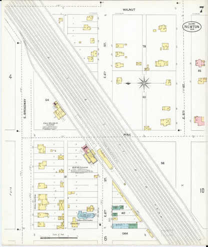 Sanborn Fire Insurance Map from Newton, Harvey County, Kansas (1901), Sheet #0007 - Complete Map Set gallery image, historic Sanborn map, vintage wall art, Kansas Kansas