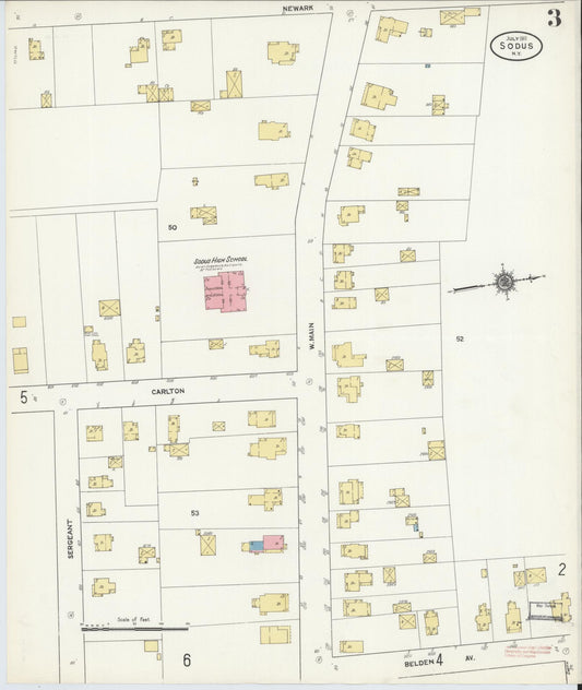 Sanborn Fire Insurance Map from Sodus, Wayne County, New York (1911), Sheet #0003 - Historic Sanborn Fire Insurance Map Print, vintage old map wall art, antique decor, genealogy gift, New York New York map