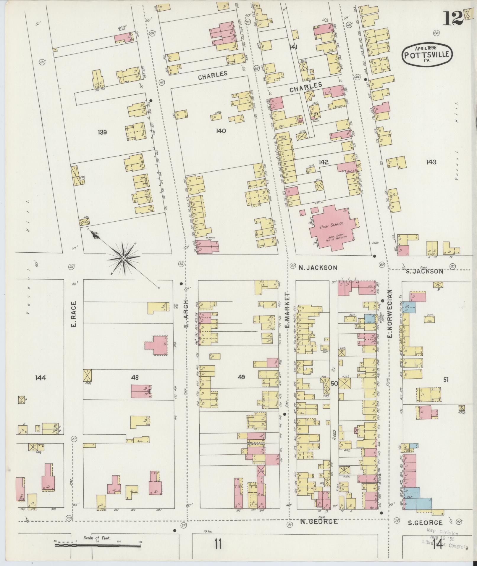 Sanborn Fire Insurance Map from Pottsville, Schuylkill County, Pennsylvania (1895), Sheet #0012 - Complete Map Set gallery image, historic Sanborn map, vintage wall art, Pennsylvania Pennsylvania