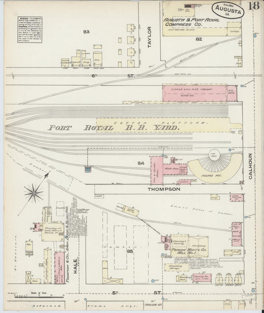 Sanborn Fire Insurance Map from Augusta, Richmond County, Georgia (1884), Sheet #0018 - Historic Sanborn Fire Insurance Map Print, vintage old map wall art, antique decor, genealogy gift, Georgia Georgia map