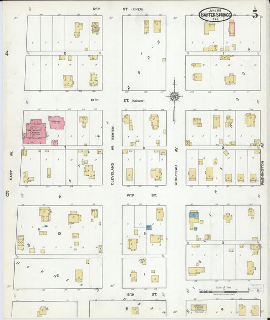 Sanborn Fire Insurance Map from Baxter Springs, Cherokee County, Kansas (1918), Sheet #0005 - Historic Sanborn Fire Insurance Map Print, vintage old map wall art, antique decor, genealogy gift, Kansas Kansas map