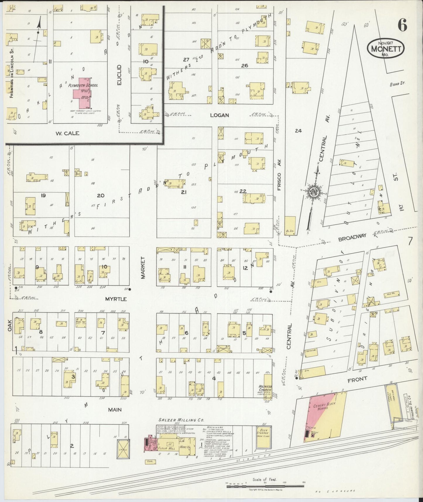 Sanborn Fire Insurance Map from Monett, Barry County, Missouri (1917), Sheet #0006 - Historic Sanborn Fire Insurance Map Print, vintage old map wall art, antique decor, genealogy gift, Missouri Missouri map