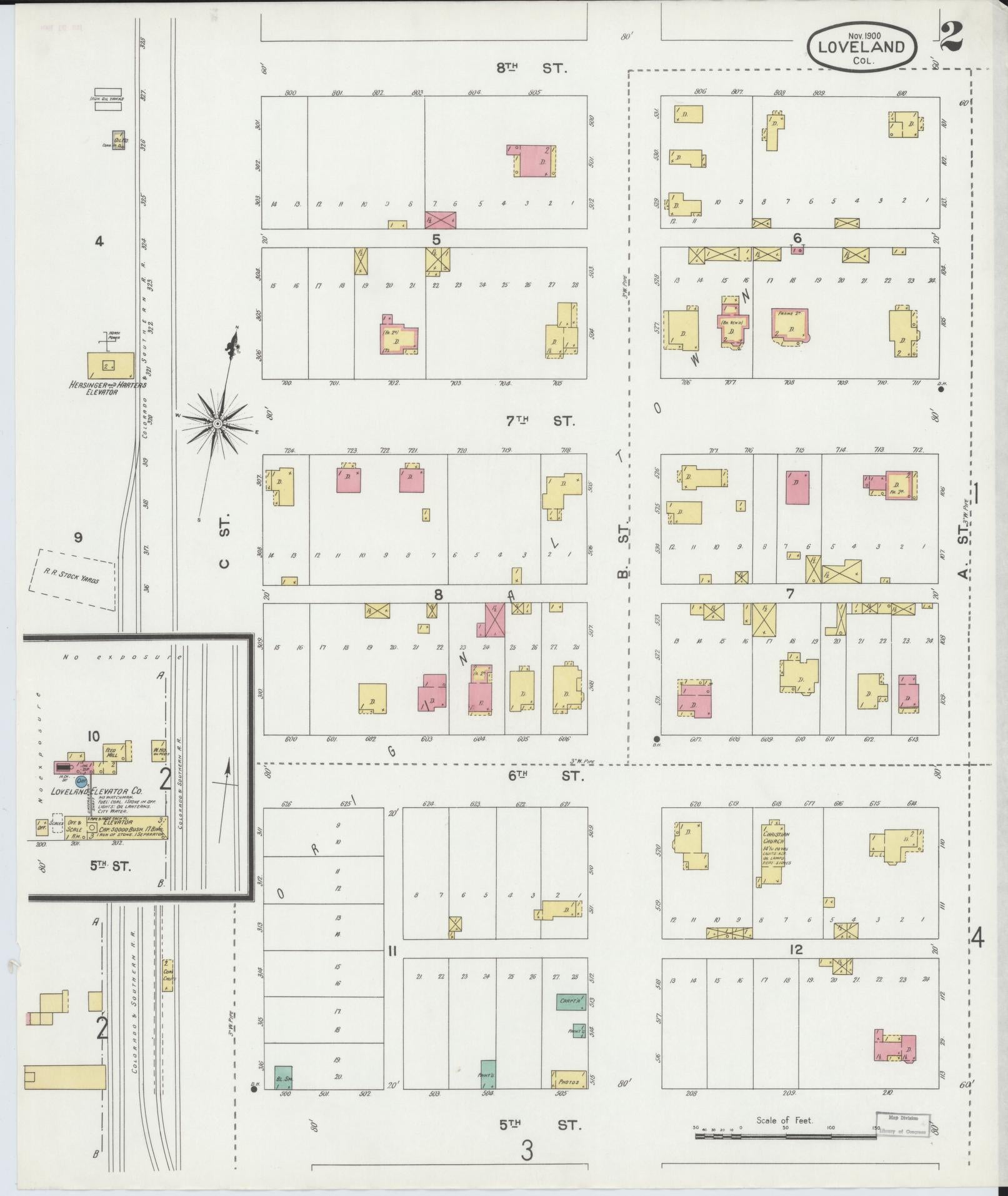 Sanborn Fire Insurance Map from Loveland, Larimer County, Colorado (1900), Sheet #0002 - Complete Map Set gallery image, historic Sanborn map, vintage wall art, Colorado Colorado