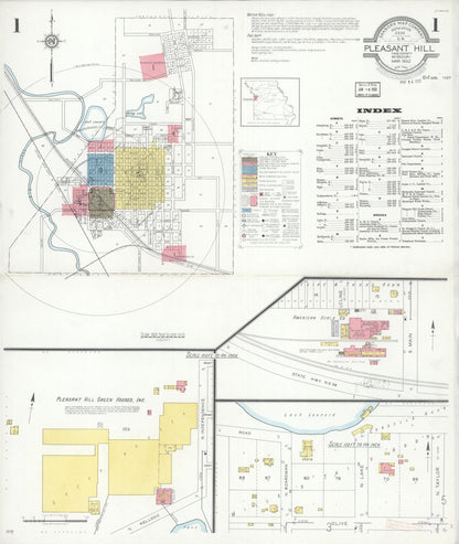 Sanborn Fire Insurance Map from Pleasant Hill, Cass County, Missouri (1932), Sheet #0001 - Complete Map Set gallery image, historic Sanborn map, vintage wall art, Missouri Missouri