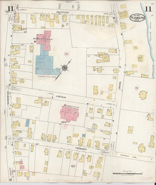 Sanborn Fire Insurance Map from Plymouth, Plymouth County, Massachusetts (1948), Sheet #0011 - Historic Sanborn Fire Insurance Map Print, vintage old map wall art, antique decor, genealogy gift, Massachusetts Massachusetts map
