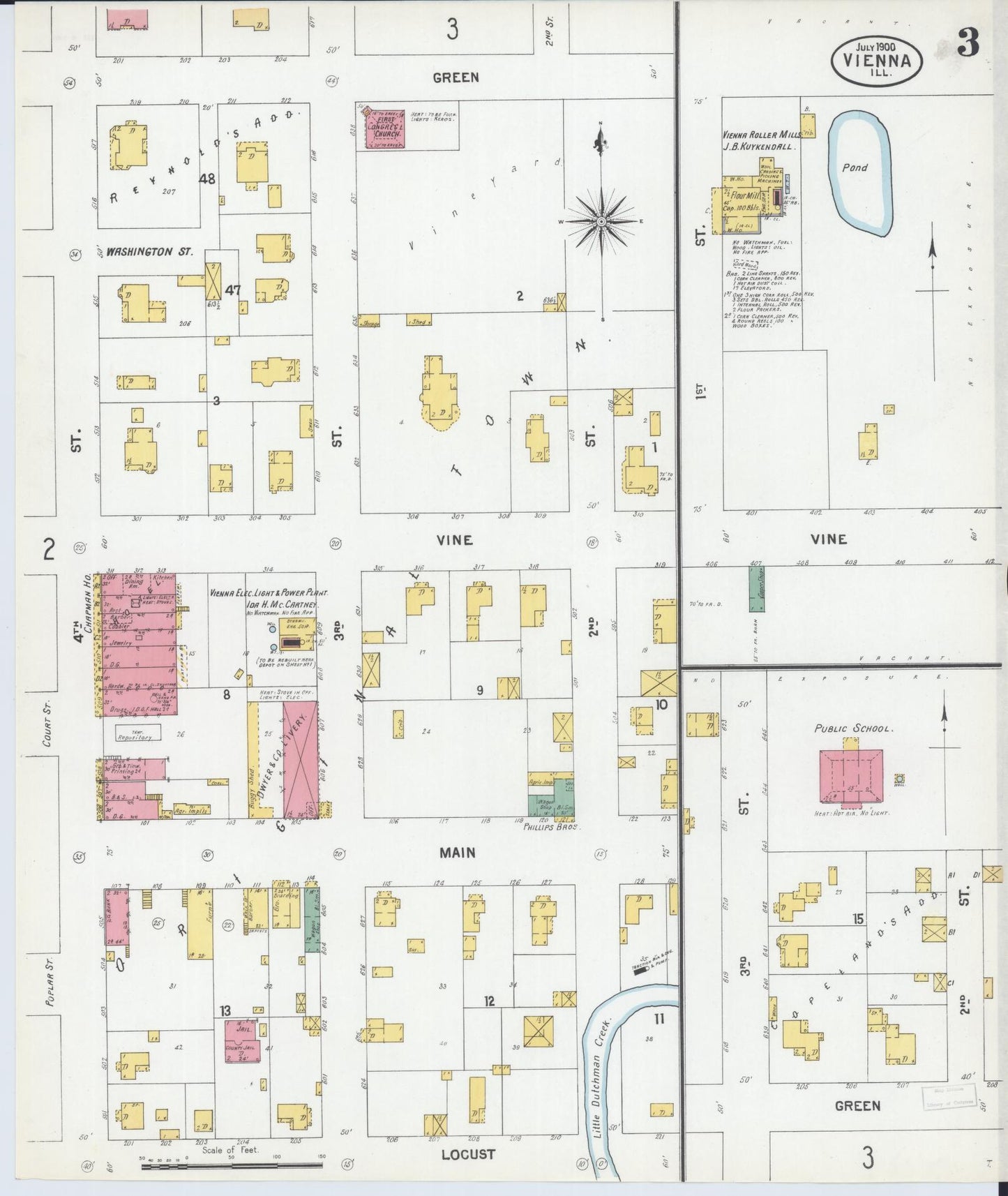 Sanborn Fire Insurance Map from Vienna, Johnson County, Illinois (1900), Sheet #0003 - Historic Sanborn Fire Insurance Map Print, vintage old map wall art, antique decor, genealogy gift, Illinois Illinois map