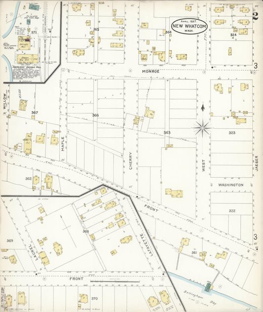 Sanborn Fire Insurance Map from New Whatcom, Whatcom County, Washington (1897), Sheet #0002 - Historic Sanborn Fire Insurance Map Print, vintage old map wall art, antique decor, genealogy gift, Washington Washington map