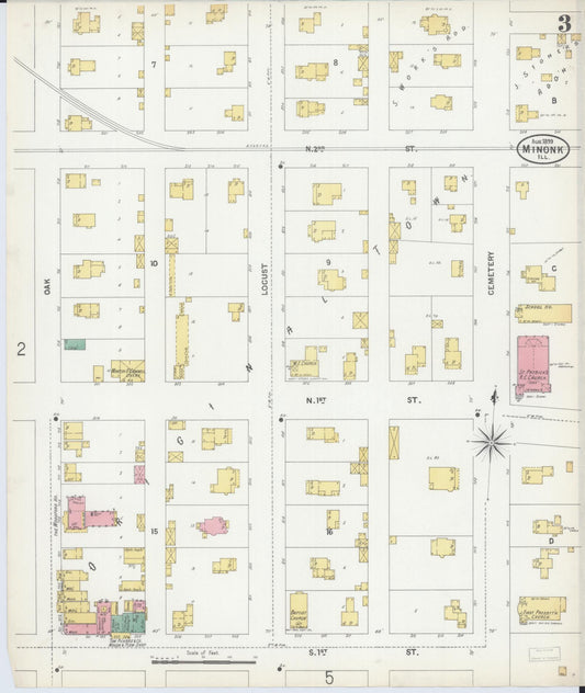 Sanborn Fire Insurance Map from Minonk, Woodford County, Illinois (1899), Sheet #0003 - Historic Sanborn Fire Insurance Map Print, vintage old map wall art, antique decor, genealogy gift, Illinois Illinois map