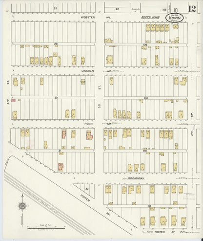 Sanborn Fire Insurance Map from Irwin, Westmoreland County, Pennsylvania (1919), Sheet #0012 - Complete Map Set gallery image, historic Sanborn map, vintage wall art, Pennsylvania Pennsylvania
