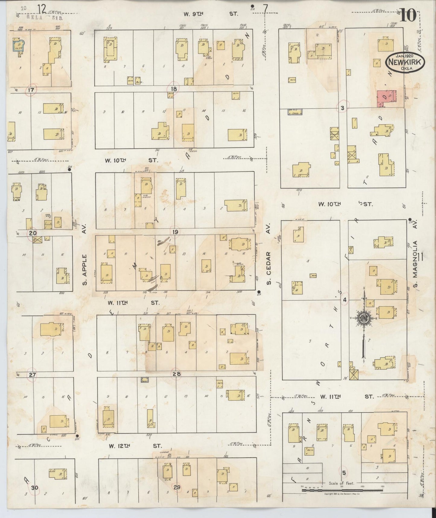 Sanborn Fire Insurance Map from Newkirk, Kay County, Oklahoma (1942), Sheet #0010 - Complete Map Set gallery image, historic Sanborn map, vintage wall art, Oklahoma Oklahoma