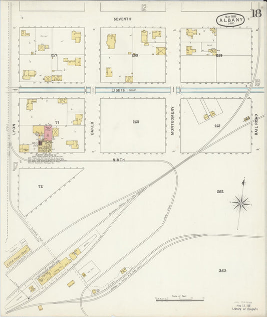 Sanborn Fire Insurance Map from Albany, Linn County, Oregon (1895), Sheet #0018 - Historic Sanborn Fire Insurance Map Print, vintage old map wall art, antique decor, genealogy gift, Oregon Oregon map