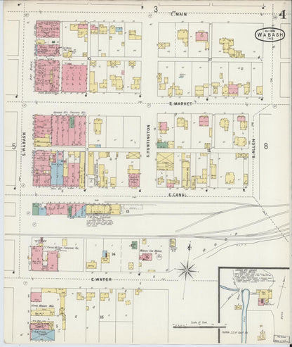 Sanborn Fire Insurance Map from Wabash, Wabash County, Indiana (1896), Sheet #0004 - Complete Map Set gallery image, historic Sanborn map, vintage wall art, Indiana Indiana