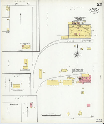 Sanborn Fire Insurance Map from Marion, Grant County, Indiana (1901), Sheet #0020 - Historic Sanborn Fire Insurance Map Print, vintage old map wall art, antique decor, genealogy gift, Indiana Indiana map