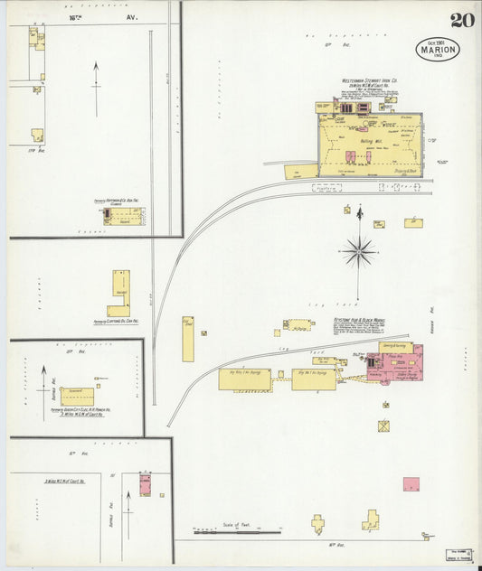 Sanborn Fire Insurance Map from Marion, Grant County, Indiana (1901), Sheet #0020 - Historic Sanborn Fire Insurance Map Print, vintage old map wall art, antique decor, genealogy gift, Indiana Indiana map