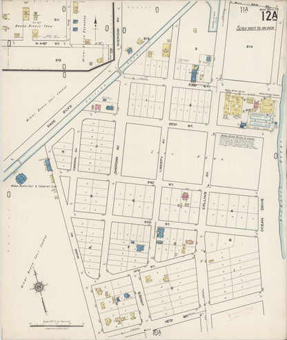 Sanborn Fire Insurance Map from Miami Beach, Dade County, Florida (1921), Sheet #0012 - Complete Map Set gallery image, historic Sanborn map, vintage wall art, Florida Florida
