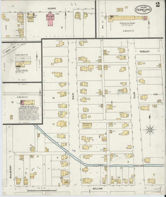 Sanborn Fire Insurance Map from Farmland, Randolph County, Indiana (1899), Sheet #0002 - Historic Sanborn Fire Insurance Map Print, vintage old map wall art, antique decor, genealogy gift, Indiana Indiana map
