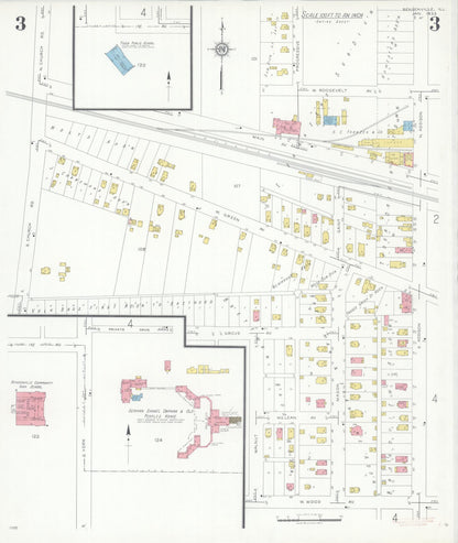 Sanborn Fire Insurance Map from Bensenville, Dupage County, Illinois (1933), Sheet #0003 - Historic Sanborn Fire Insurance Map Print, vintage old map wall art, antique decor, genealogy gift, Illinois Illinois map