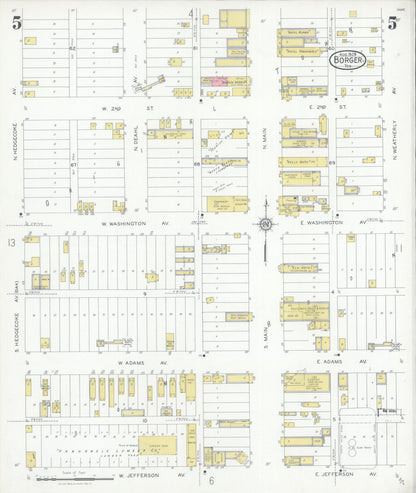 Sanborn Fire Insurance Map from Borger, Hutchinson County, Texas (1928), Sheet #0005 - Complete Map Set gallery image, historic Sanborn map, vintage wall art, Texas Texas