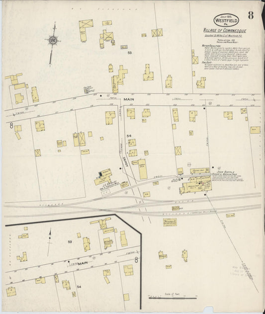 Sanborn Fire Insurance Map from Westfield, Tioga County, Pennsylvania (1915), Sheet #0008 - Historic Sanborn Fire Insurance Map Print, vintage old map wall art, antique decor, genealogy gift, Pennsylvania Pennsylvania map