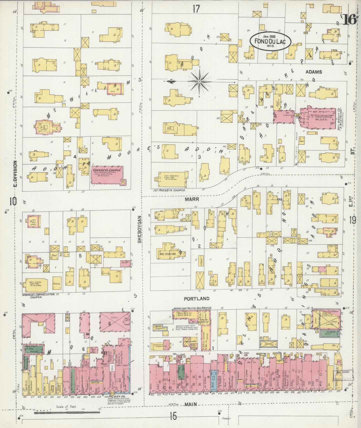 Sanborn Fire Insurance Map from Fond du Lac, Fond du Lac County, Wisconsin (1902), Sheet #0016 - Historic Sanborn Fire Insurance Map Print, vintage old map wall art, antique decor, genealogy gift, Wisconsin Wisconsin map
