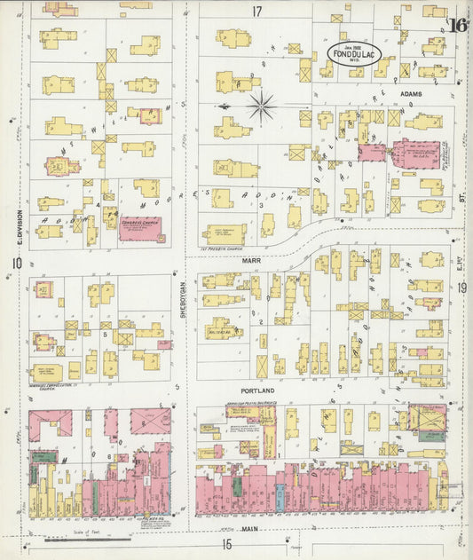 Sanborn Fire Insurance Map from Fond du Lac, Fond du Lac County, Wisconsin (1902), Sheet #0016 - Historic Sanborn Fire Insurance Map Print, vintage old map wall art, antique decor, genealogy gift, Wisconsin Wisconsin map