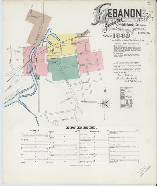 Sanborn Fire Insurance Map from Lebanon, Grafton County, New Hampshire. (1889) – Historic Sanborn Fire Insurance Map Print