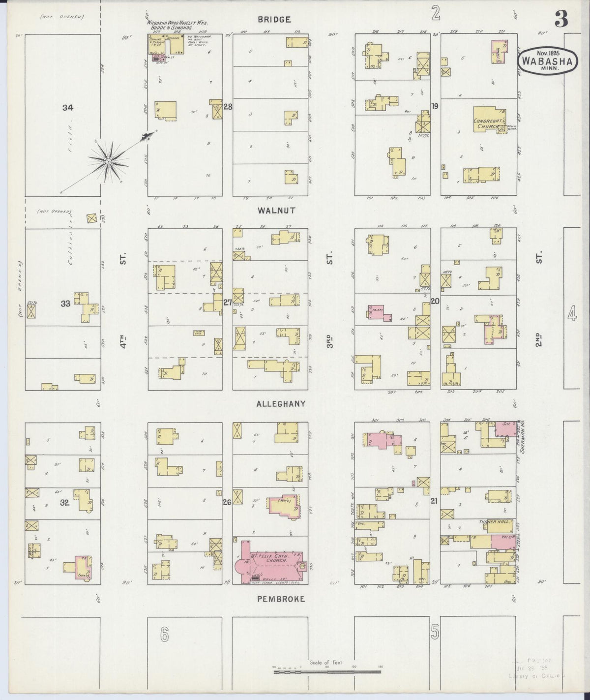 Sanborn Fire Insurance Map from Wabasha, Wabasha County, Minnesota (1895), Sheet #0003 - Historic Sanborn Fire Insurance Map Print, vintage old map wall art, antique decor, genealogy gift, Minnesota Minnesota map