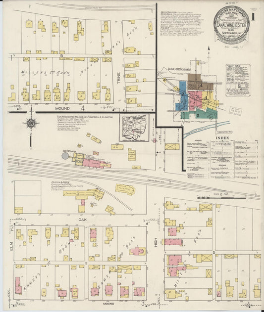 Sanborn Fire Insurance Map from Canal Winchester, Franklin County, Ohio (1922), Sheet #0001 - Historic Sanborn Fire Insurance Map Print, vintage old map wall art, antique decor, genealogy gift, Ohio Ohio map