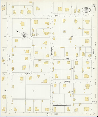 Sanborn Fire Insurance Map from Hico, Hamilton County, Texas (1907), Sheet #0003 - Historic Sanborn Fire Insurance Map Print, vintage old map wall art, antique decor, genealogy gift, Texas Texas map