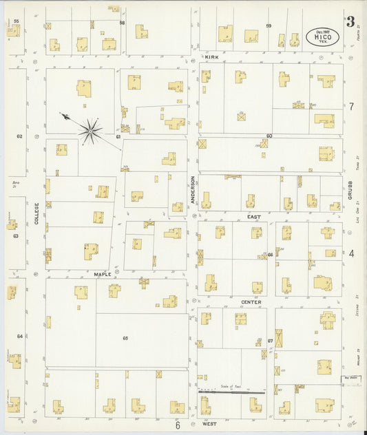Sanborn Fire Insurance Map from Hico, Hamilton County, Texas (1907), Sheet #0003 - Historic Sanborn Fire Insurance Map Print, vintage old map wall art, antique decor, genealogy gift, Texas Texas map